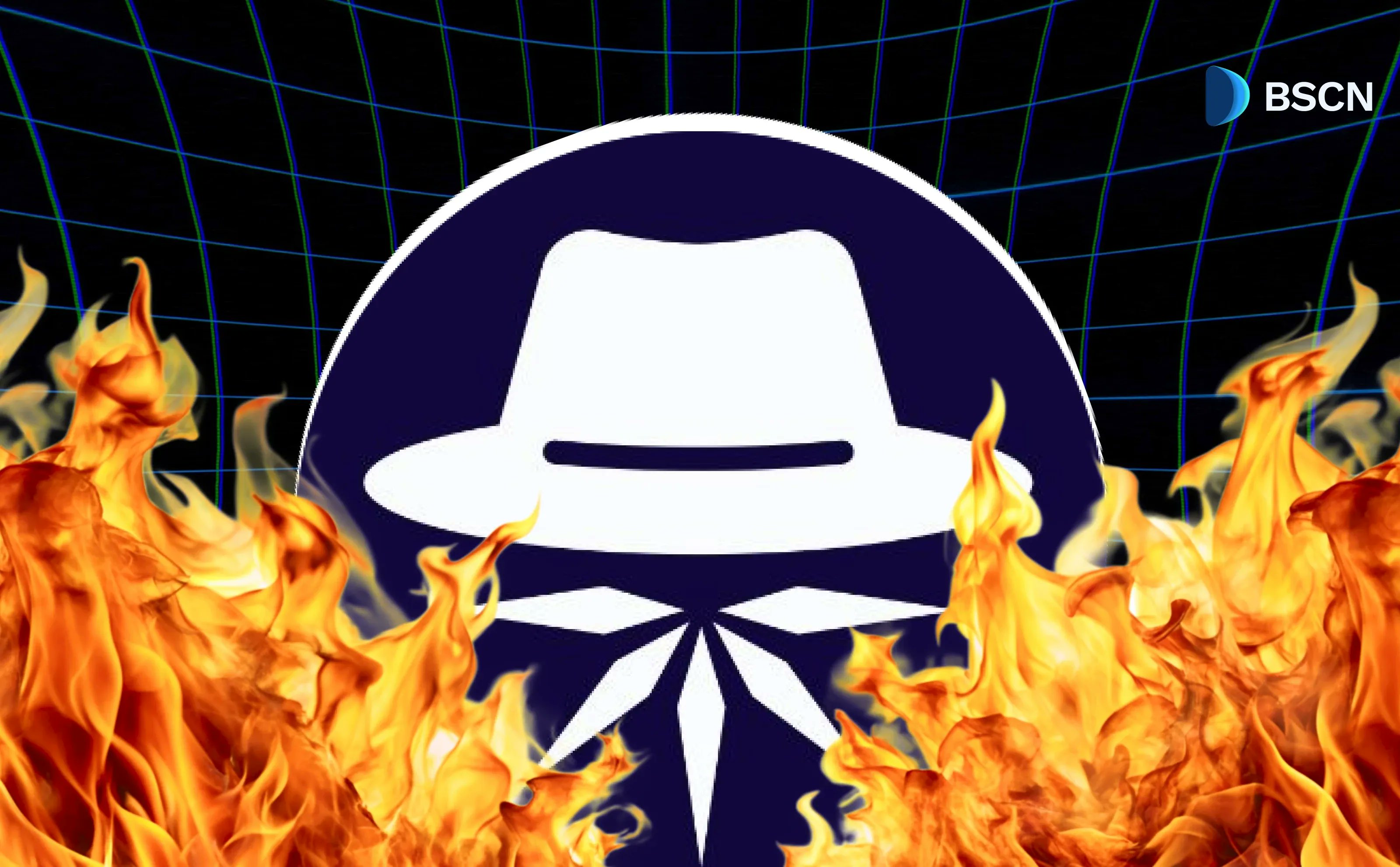 ION token burn illustration with fiery background