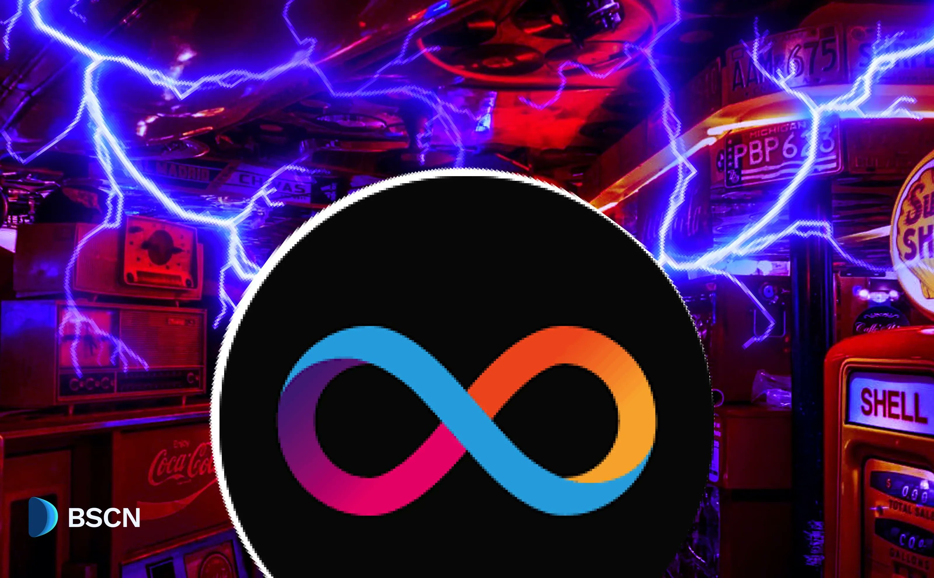 Internet Computer (ICP) logo with vibrant background