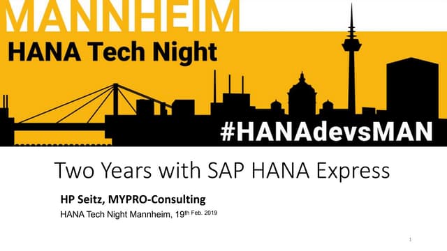 hpseitz's tweet card. Two Years with SAP HANA Express