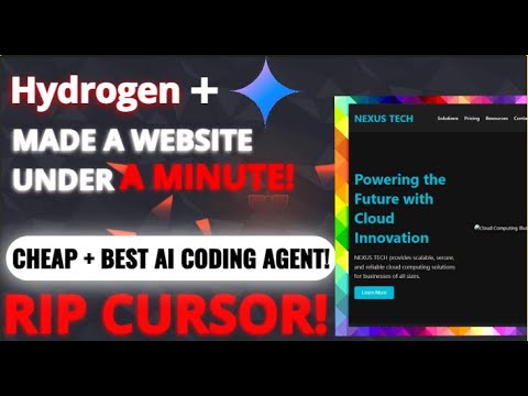 HydrogenAIcoder's tweet card. Hydrogen makes a WEBSITE landing page under a minute! This is INSANE!