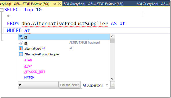 way0utwest's tweet card. I got this question from an account rep: if a customer is using SQL Prompt and a snippet, for example AT, that was also used as an alias, is there a way to avoid it triggering the snippet or do the…