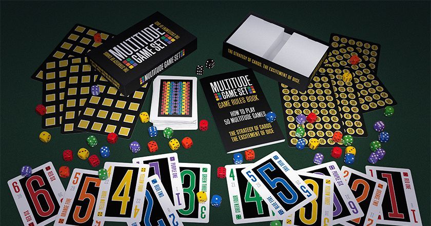MultitudeGame's tweet card. Description from the publisher: The Multitude Game Set combines the Strategy of Cards with the Excitement of Dice. This unique game set contains 72 Cards and 50 Dice. The unique feature of this set...