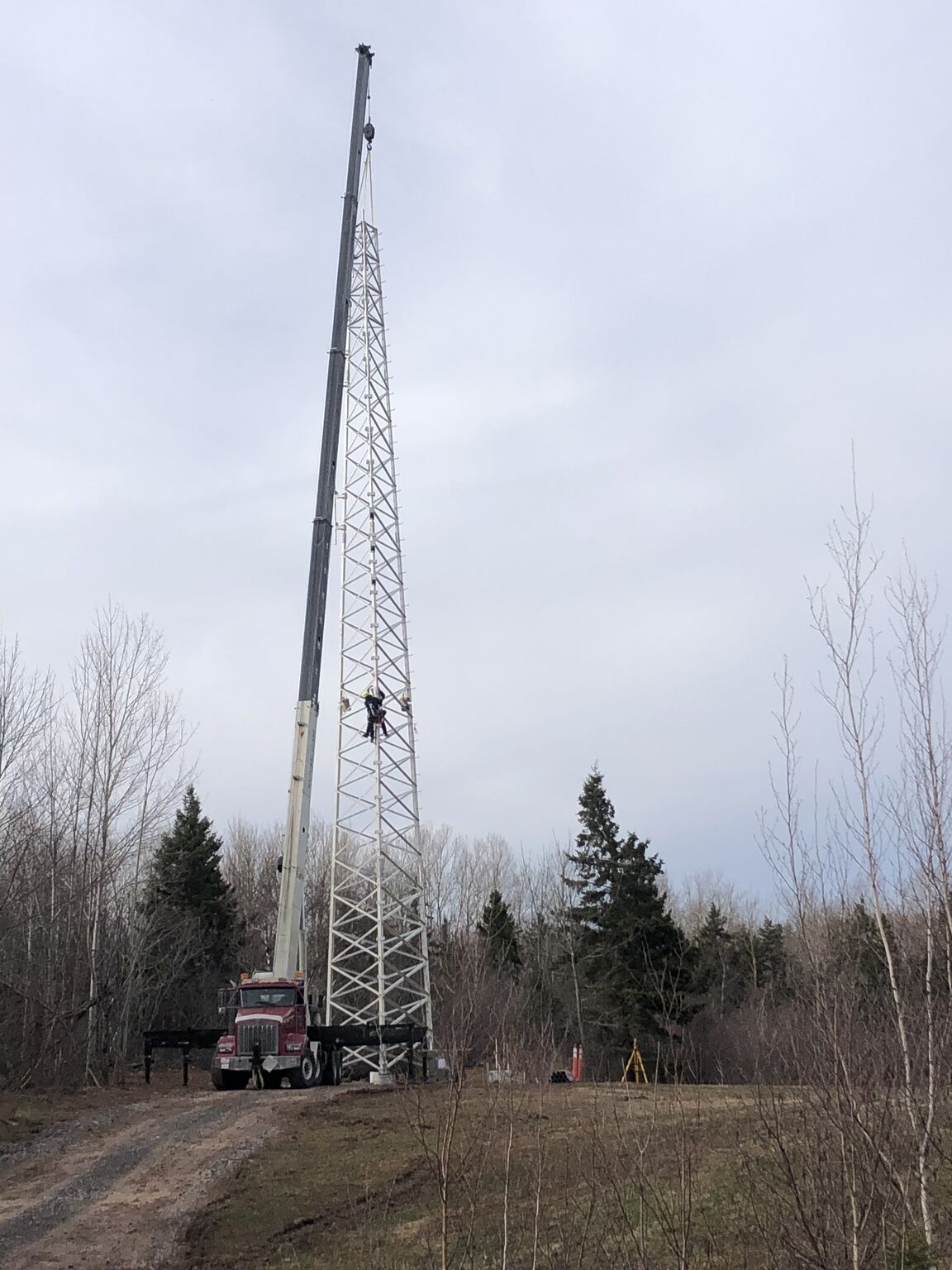 BroadbandMike's tweet card. First tower up in Pictou County! #TVWS #DynamicSpectrum #CanWISP #WISPA #CENGNCanada #ruralbroadband #FixedWireless #TVWhiteSpace #PHNXTechnologies #DigitalUbiquityCapital