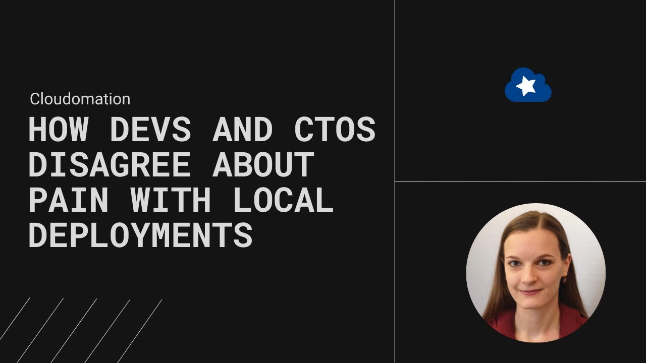 cloudomationcom's tweet card. How developers and CTOs disagree about pain with local deployments