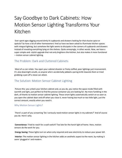 Will40841780's tweet card. Say Goodbye to Dark Cabinets: How Motion Sensor Lighting Transforms...