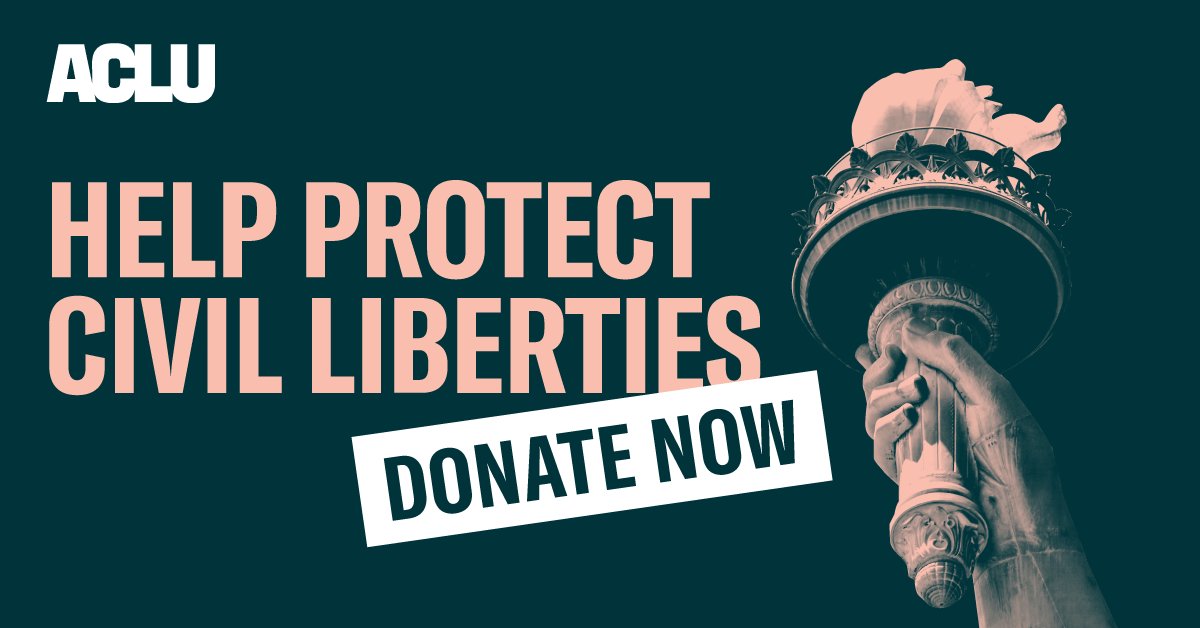 AndyKindler's tweet card. Fight back against bigotry, injustice and inequality. Make your donation to the ACLU today.