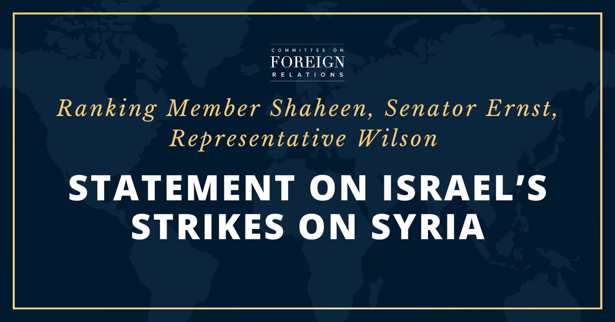 RepJoeWilson's tweet card. WASHINGTON – Today, U.S. Senators Jeanne Shaheen (D-NH), Ranking Member of the Senate Foreign Relations Committee, and Joni Ernst (R-IA) and...