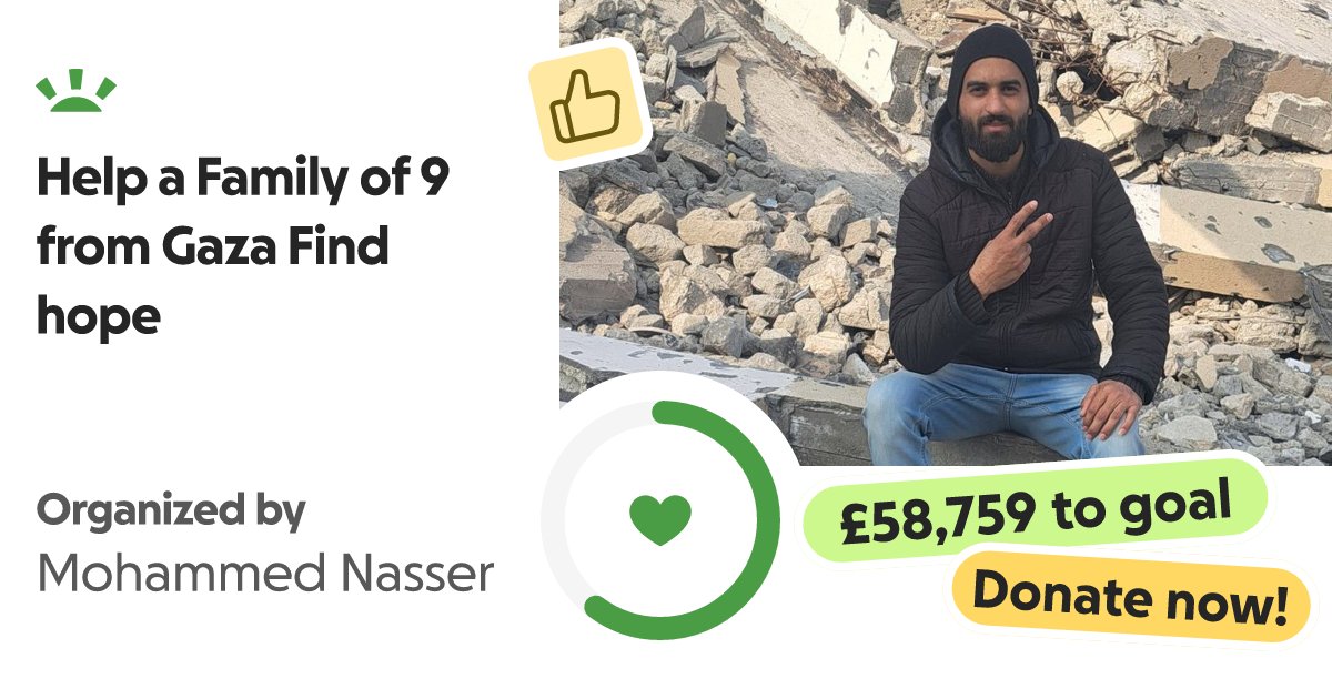 YazanNasser2002's tweet card. Hello to everyone with humanity in this world. I'm speaking to you from Gaza, a… Mohammed Nasser needs your support for Help a Family of 9 from Gaza Find hope