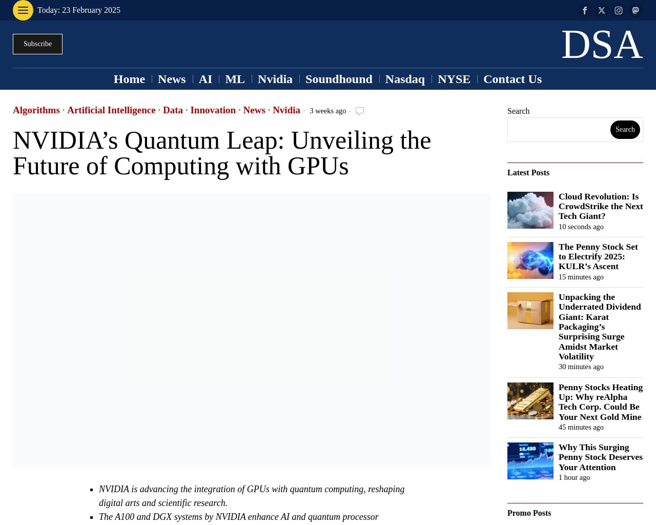 managetech_inc's tweet card. 要約: NVIDIAはGPUと量子コンピューティングのシナジーを探ることで、計算の領域を再定義する取り組みを進