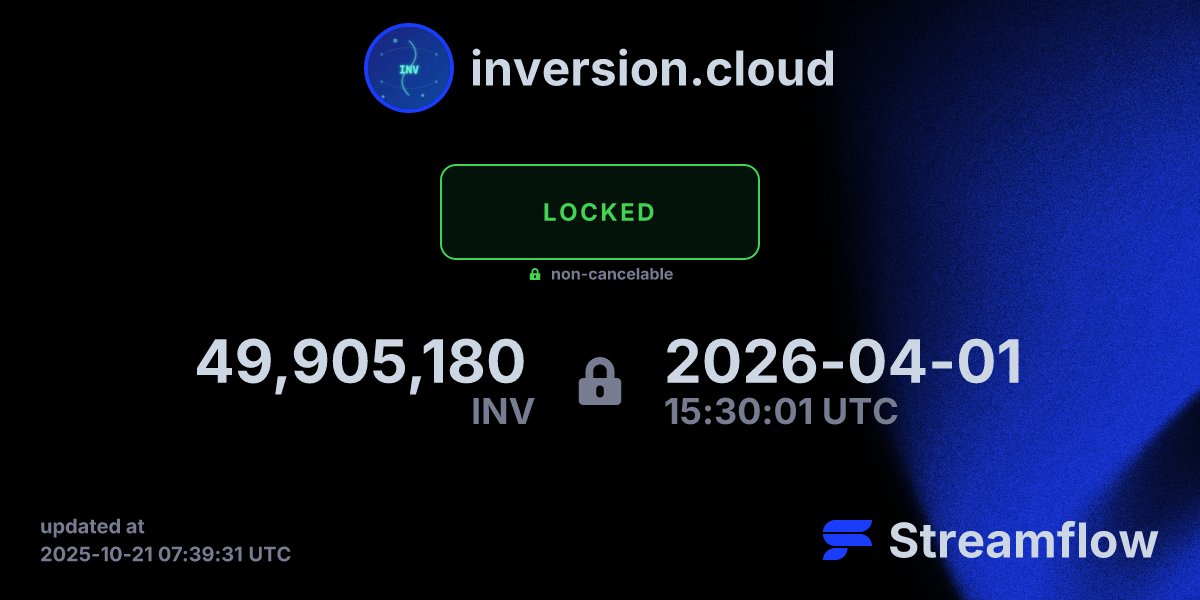 Inversion_cloud's tweet card. Streamflow is the leading multi-chain asset streaming protocol specializing in token vesting, streaming payments and treasury management solutions.