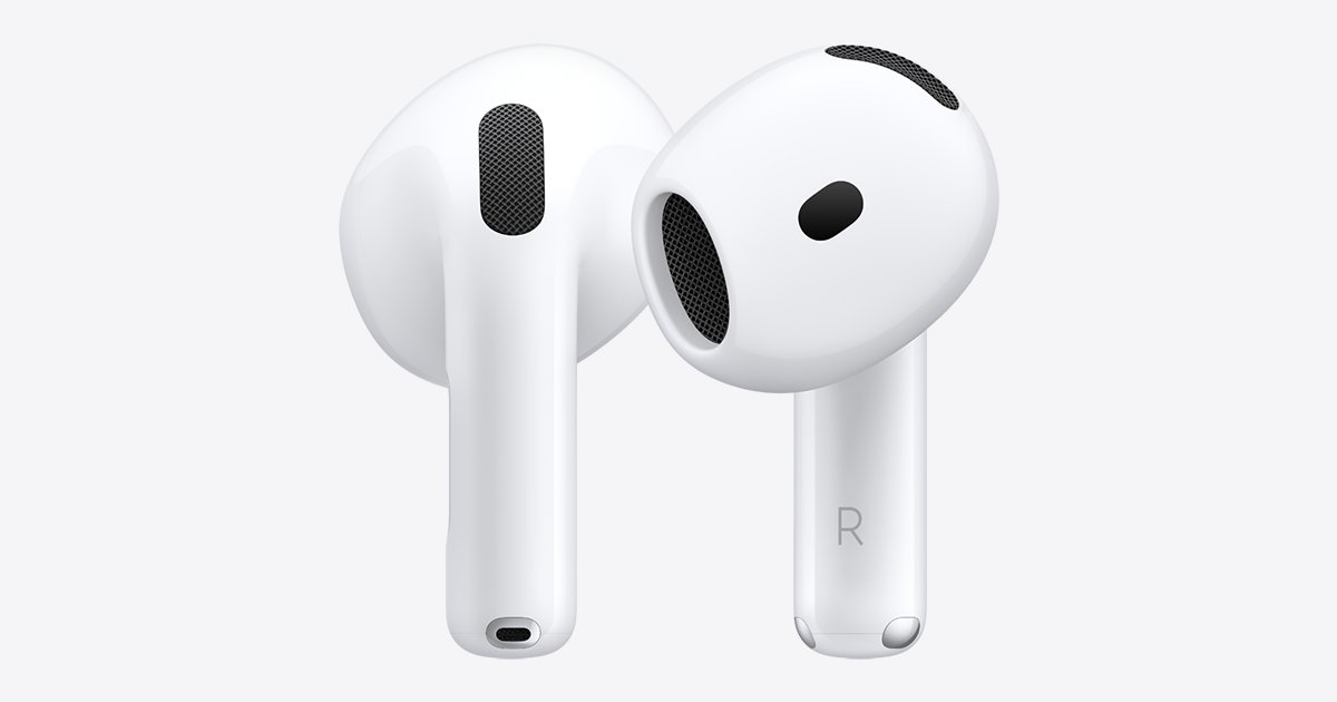 discoverscripts's tweet card. AirPods 4. Iconic. Now supersonic. Updated fit for all-day comfort, a transformed audio experience, and the option for Active Noise Cancellation.