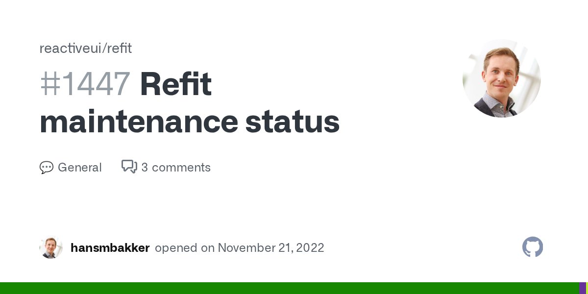 marcominerva's tweet card. Refit would be the first library that comes to mind for me when creating a .NET client for a REST API - it has a long track record and great functionality. However, it was pointed out to me that ac...