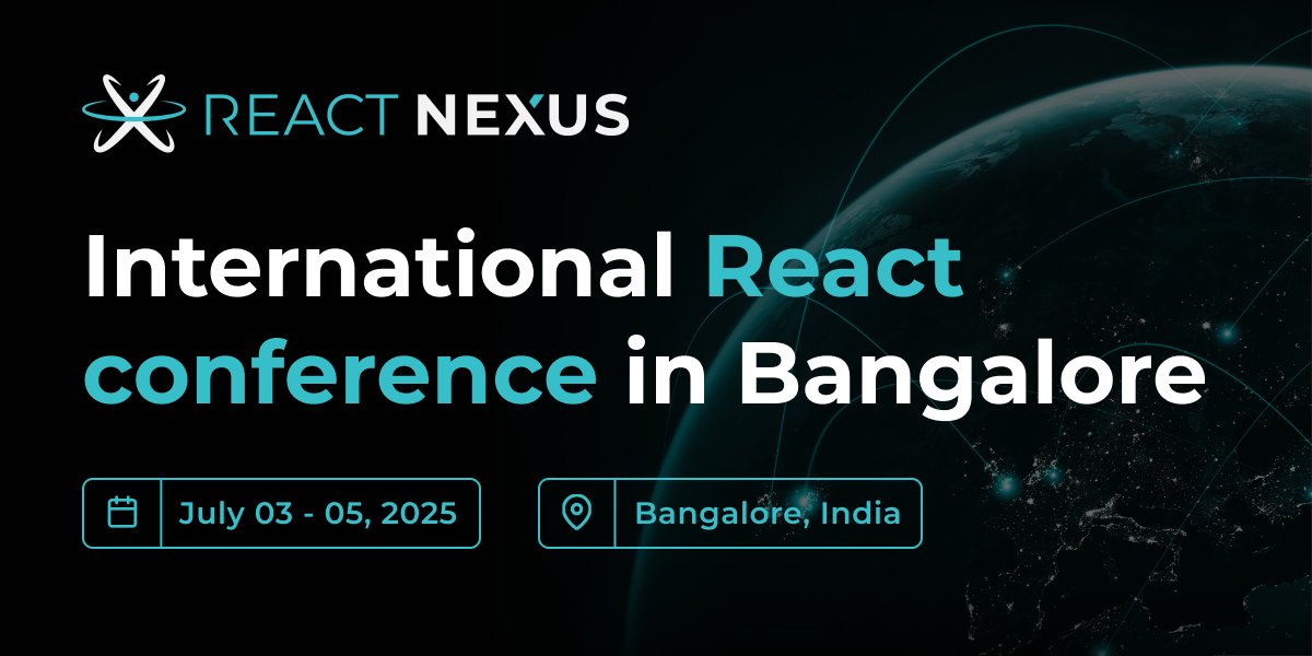 ReactBangalore's tweet card. React Nexus is an in-person conference fully packed with amazing talks on topics related to React, React Native and Frontend development.