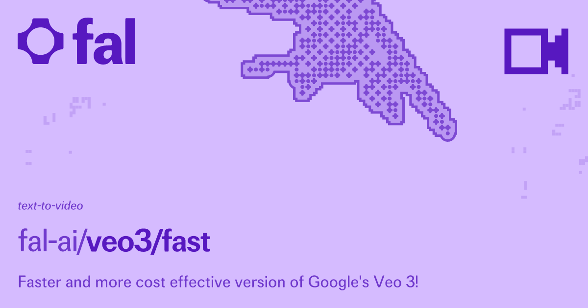 fal's tweet card. Generate videos with Google Veo 3 Fast - faster and more cost-effective than standard Veo 3. Starting at $0.25/second. Commercial use allowed.