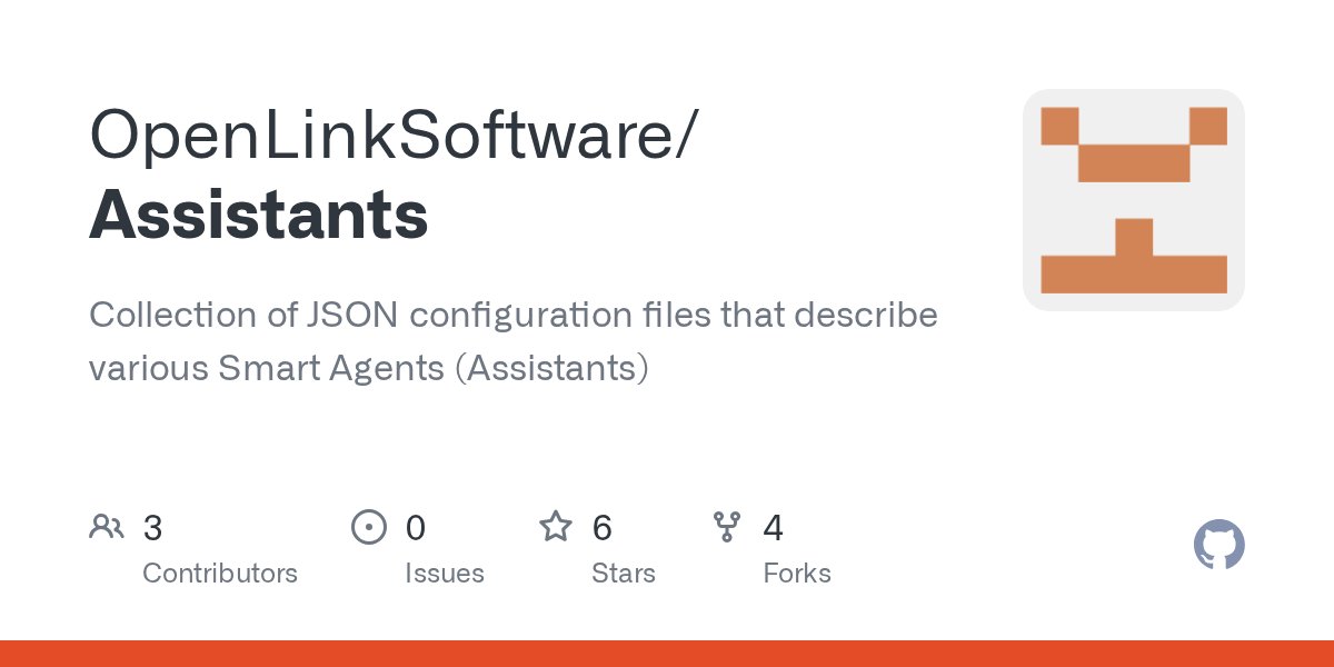 kidehen's tweet card. Collection of JSON configuration files that describe various Smart Agents (Assistants) - OpenLinkSoftware/Assistants
