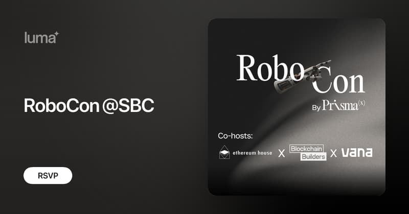 RoboCon_AI's tweet card. RobotCon by PrismaX is a gathering of the world’s most visionary minds in robotics, AI, crypto, and frontier technology. The inaugural edition of RobotCon is…