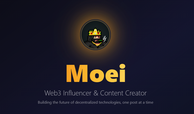 0xMoei's tweet card. Web3 Content Creator