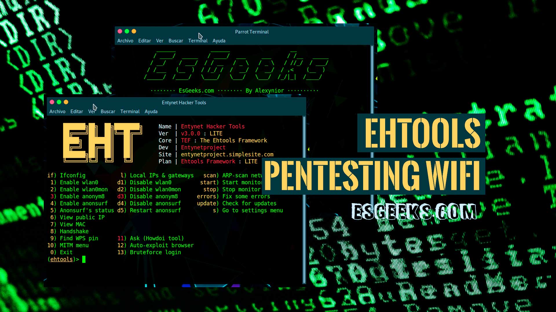 EsGeeks's tweet card. |➨ Ehtools agrupa todas las herramientas (Aircrack-ng, Airdump-ng, WPS Pixie- Dust, etc.) de pruebas de penetración WiFi en un sólo lugar. ✅