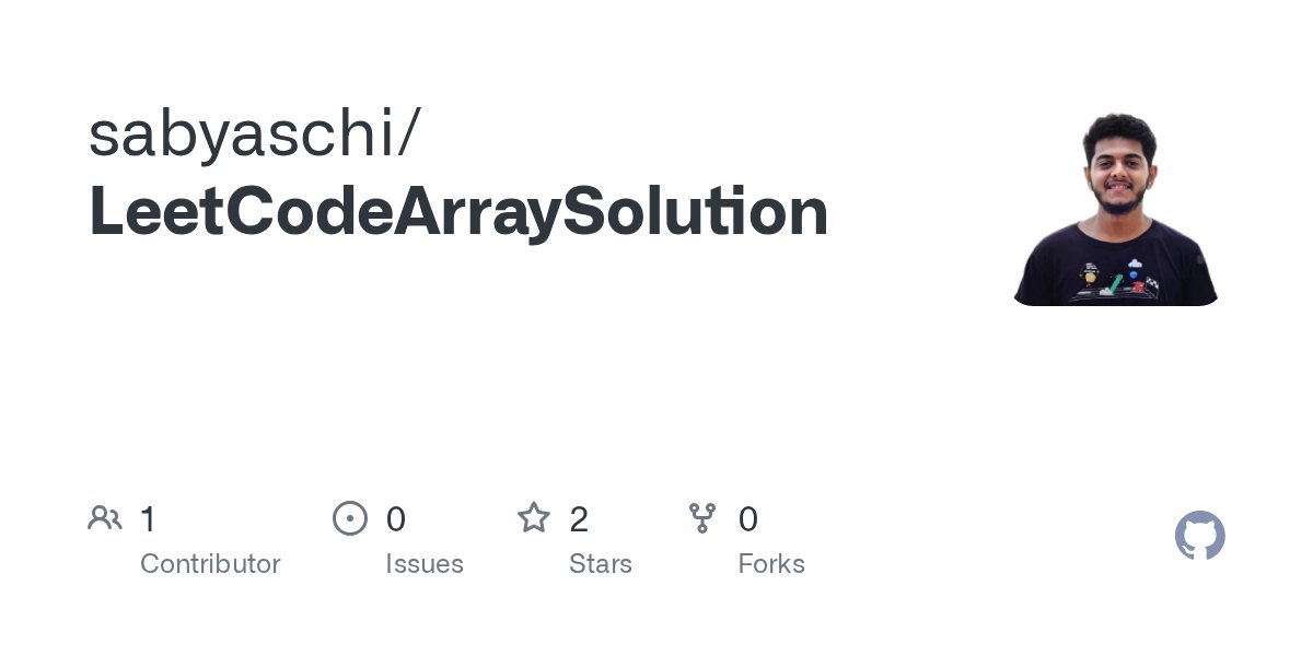 10Sabyasachi's tweet card. Contribute to sabyaschi/LeetCodeArraySolution development by creating an account on GitHub.
