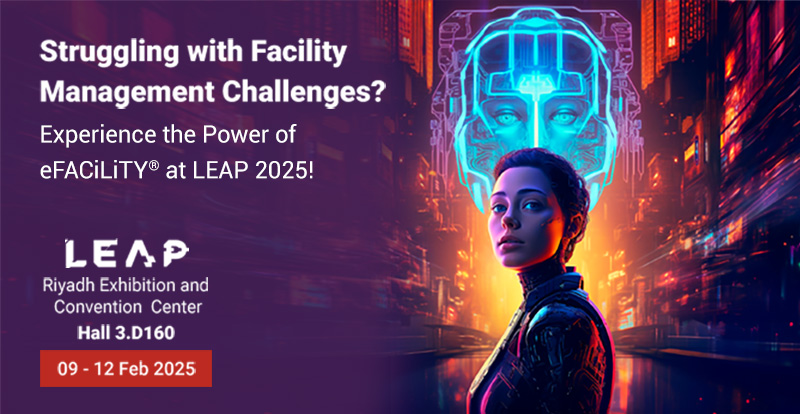 SIERRA_ODC's tweet card. Join eFACiLiTY® at LEAP 2025 (Feb 9-12) in Riyadh, Hall 3.D160. Discover how we solve facility management challenges & success stories featuring NEOM, BAE Systems, & more.