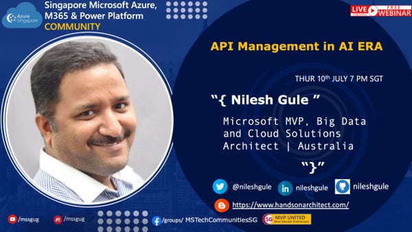 sgazure's tweet card. Join us for the meetup of the Azure Singapore user group Watch the recordings of our earlier sessions http://bit.ly/AzureSingaporeSessions Session 1 -(7 PM - 8 PM) Sessio