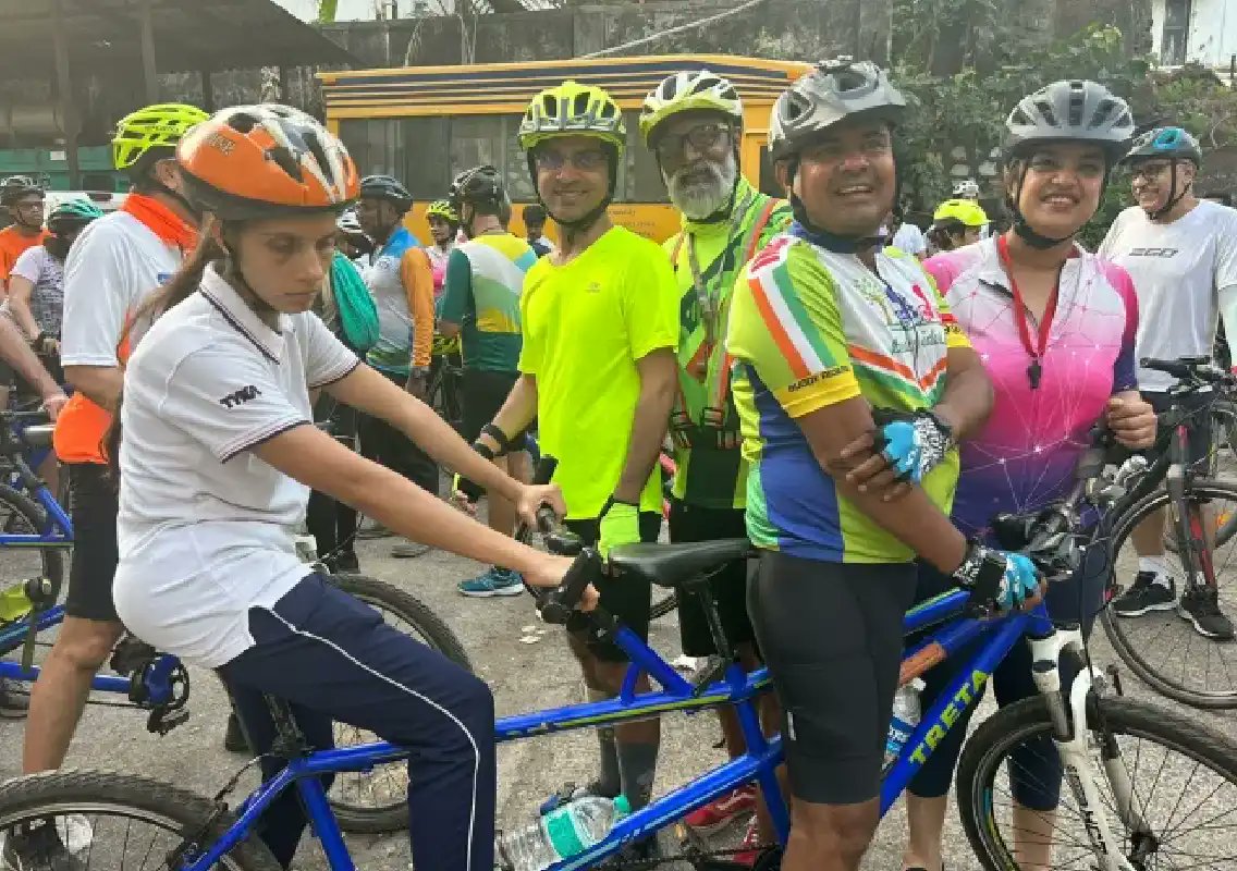 Newskarnataka's tweet card. Bengaluru-based visually impaired Sharath will ride a tandem cycle to the International Purple Festival in Goa, supported by Rotary Clubs and Inclusive Strides.
