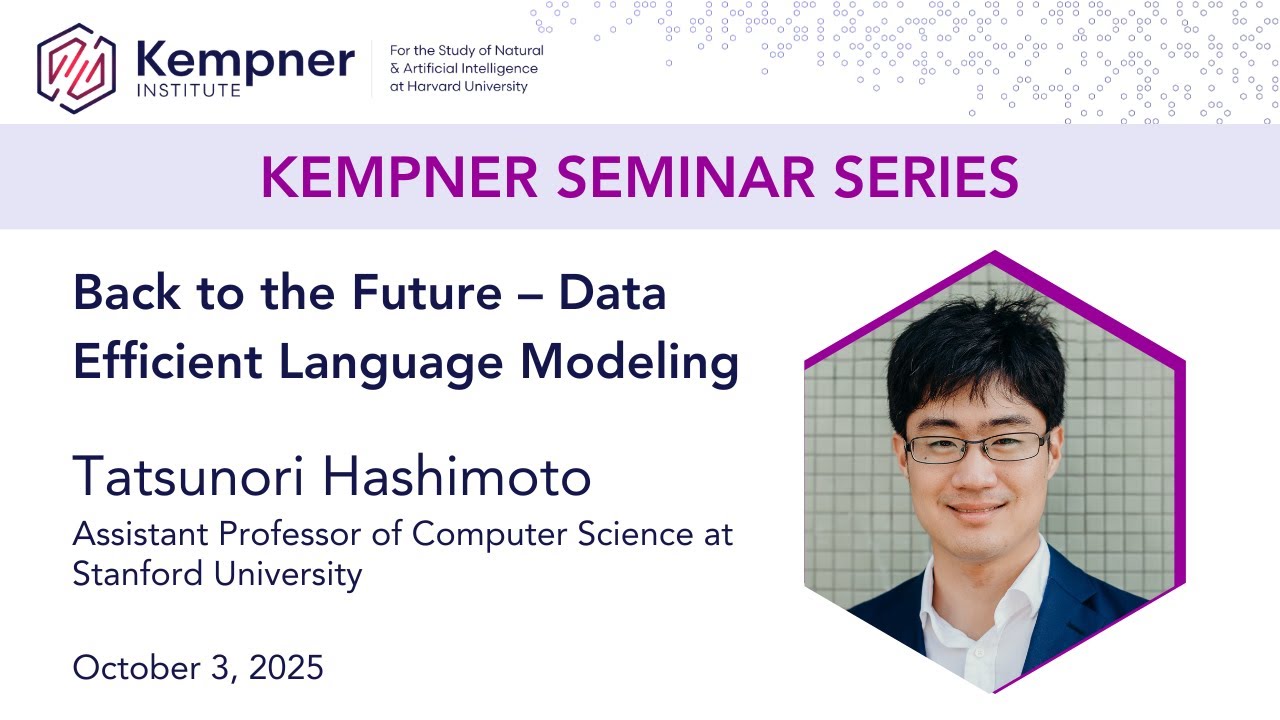 KempnerInst's tweet card. Back to the Future – Data Efficient Language Modeling with Tatsunori...