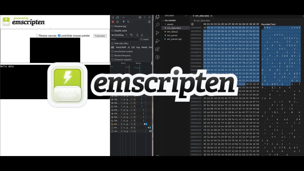 Bcodetube's tweet card. Emscripten Data Parser