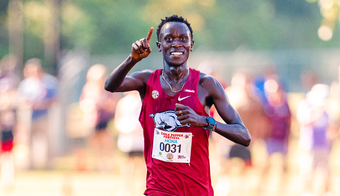 RazorbackTF's tweet card. Winning the 37th Chile Pepper Festival with a meet and course record earned Razorback Timothy Chesondin the accolade of USTFCCCA National Athlete of the Week.