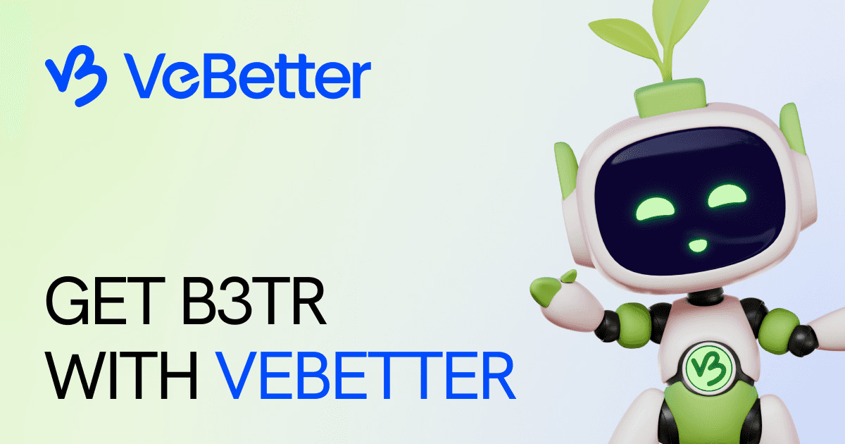 vechainofficial's tweet card. VeBetter is a Web3 platform of apps that turn positive actions into rewards. Join the movement, earn B3TR, and build impact on VeChain.