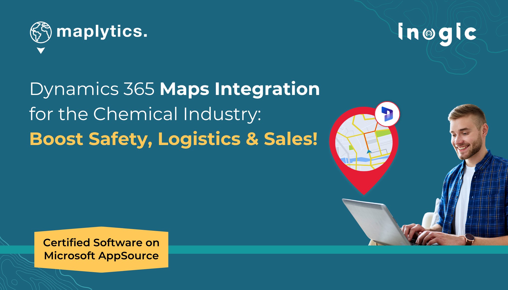 Maplytics's tweet card. Explore how Maplytics, a Maps integration app for Dynamics 365, helps to improve supply chain and sales in the chemical industry.