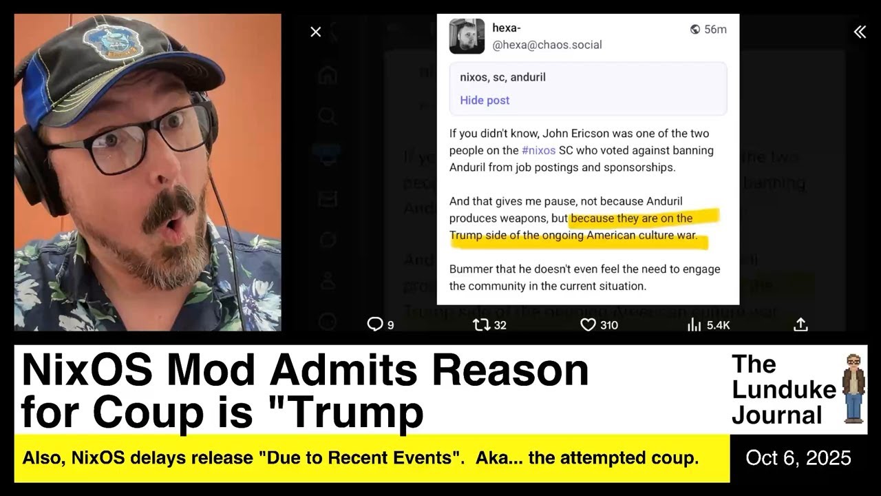TorontoHou65574's tweet card. NixOS Mod Admits Reason for Coup is "Trump"