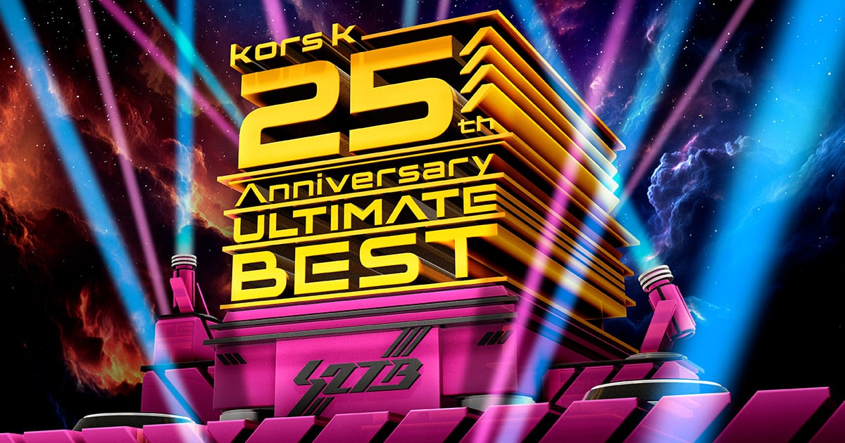 S2TB_korsk's tweet card. 2000年のデビューから活動25年を記念した究極のベストアルバム「kors k 25th Anniversary ULTIMATE BEST」堂々完成！ BEMANIシリーズに提供した楽曲を全183曲5CDにコンパイル！