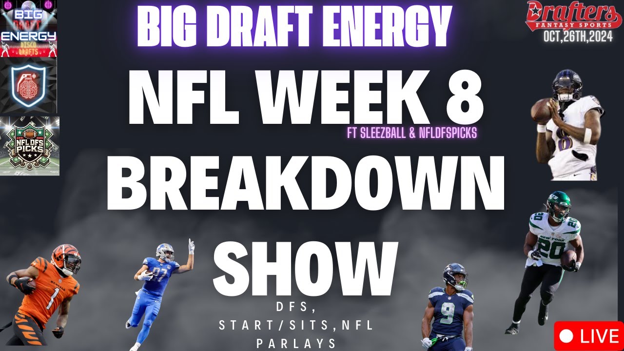 BigDraftersHQ's tweet card. NFL Week 8 Breakdown Show. DFS,START/SITS/BETS