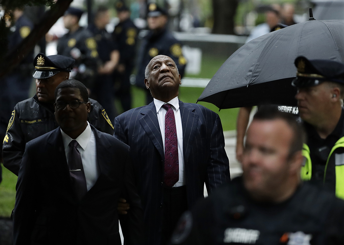 brybaldwin's tweet card. On Sept. 25, 2018, Bill Cosby was led away from a Pennsylvania courthouse in handcuffs, sentenced to three to 10 years behind bars for drugging and sexually assaulting a woman at his gated estate. 