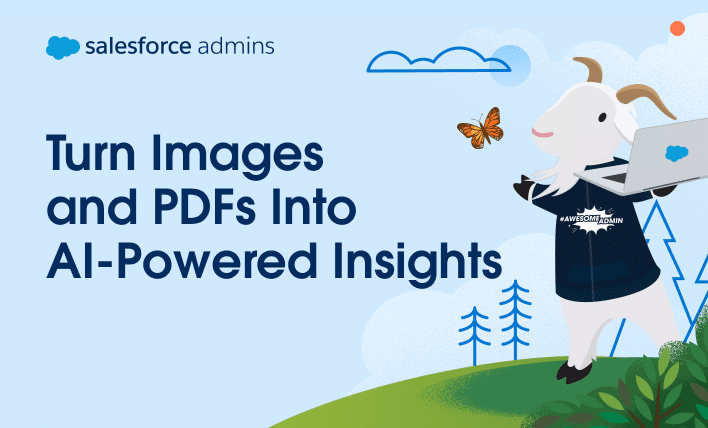 SalesforceAdmns's tweet card. Use Agentforce to analyze images and PDFs with AI and unlock faster insights, automation, and smarter Salesforce workflows. Start using images in prompts!