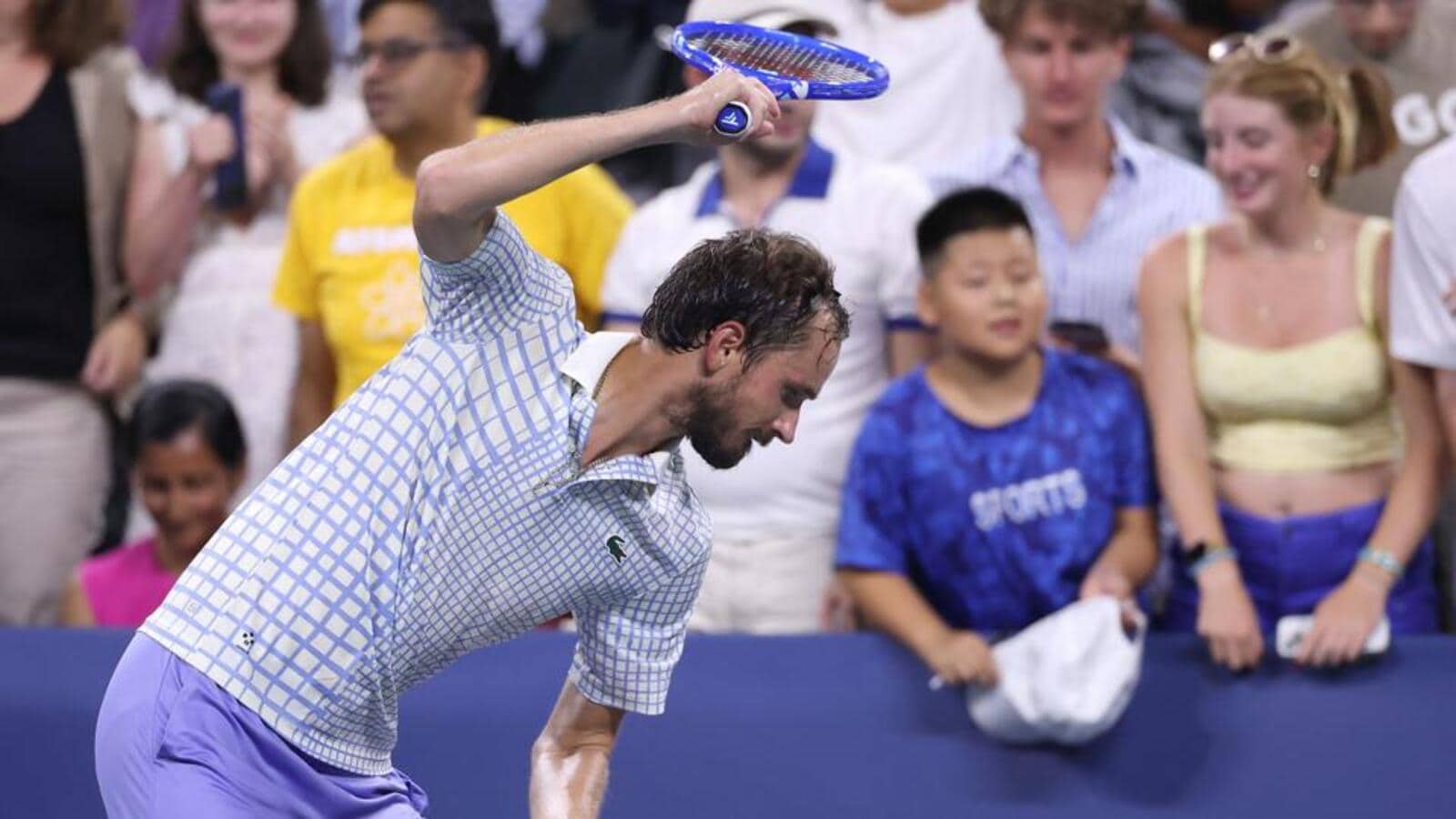 htTweets's tweet card. Daniil Medvedev had a dramatic meltdown after losing to Benjamin Bonzi in the US Open, smashing racquets and expressing frustration over his poor season.