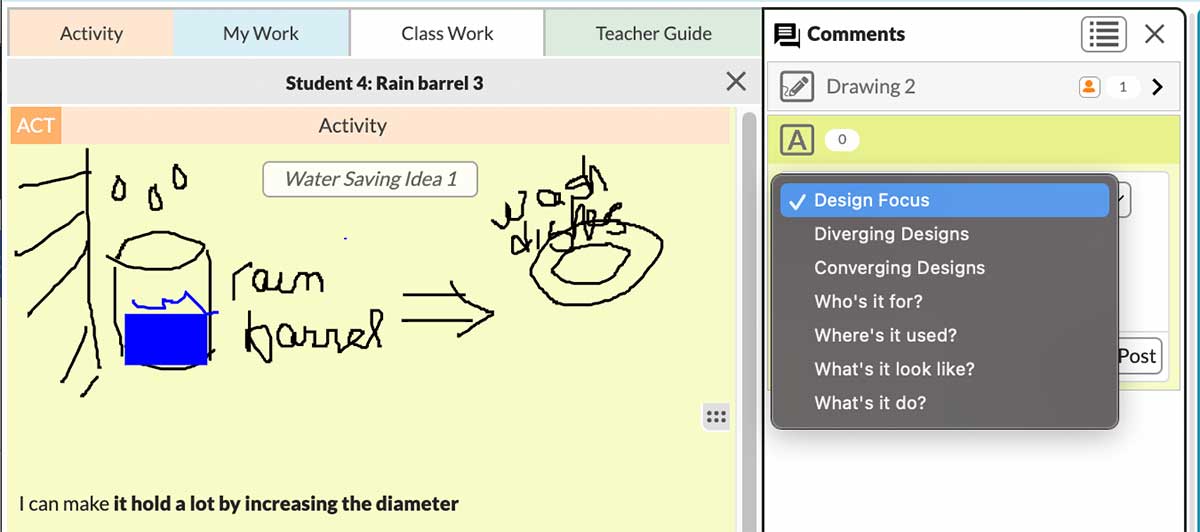 ConcordDotOrg's tweet card. A high school engineering teacher poses a problem: Design a solution for a home in a drought-plagued community to save and store water. Student groups start drawing and annotating their ideas. After...