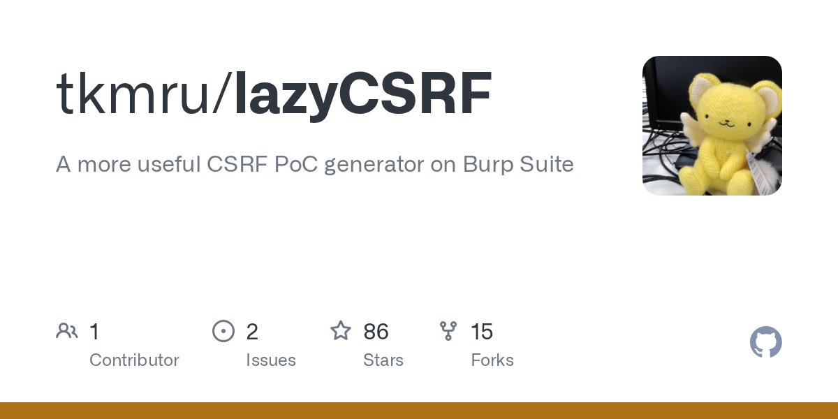 oss_java's tweet card. A more useful CSRF PoC generator on Burp Suite. Contribute to tkmru/lazyCSRF development by creating an account on GitHub.