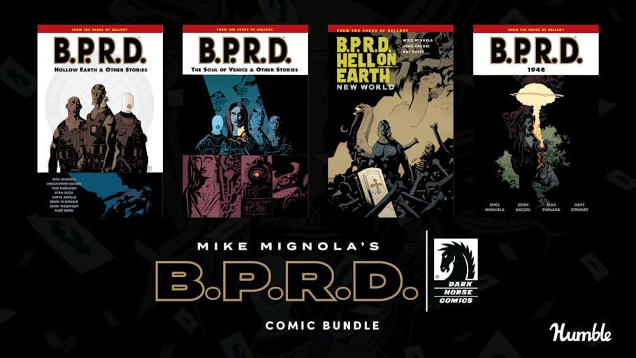 mlaaker's tweet card. Go deep into the Hellboy universe with this bundle of comics spanning the B.P.R.D series! Pay what you want for 30+ volumes & help the Hero Initiative.