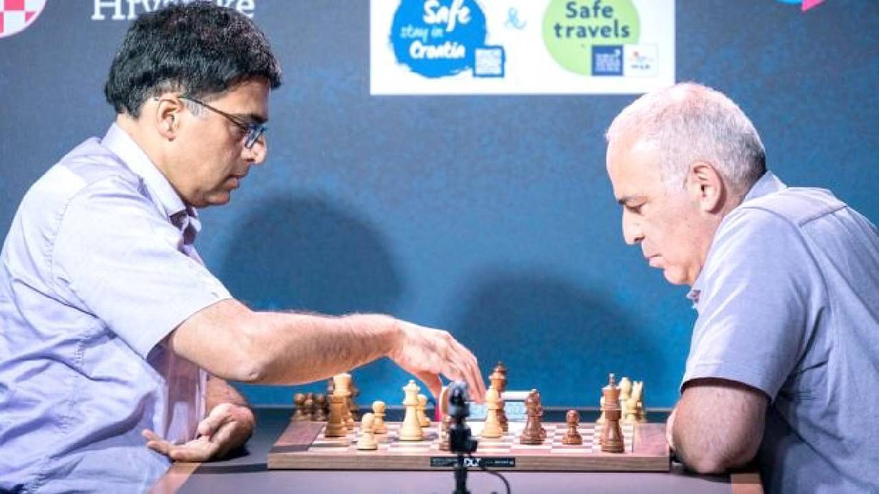 News9Tweets's tweet card. The scoreline eventually read 13-11 in favour of Kasparov who won USD 78,000 while Anand took home USD 66,000 in the USD 1,44,000 contest.