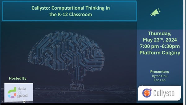 DataForGoodYYC's tweet card. We invite you to join us at our next in-person Meetup. We have exciting speakers Eric Lee and Byron Chu from Callysto Education Initiative who will be presenting on an impo