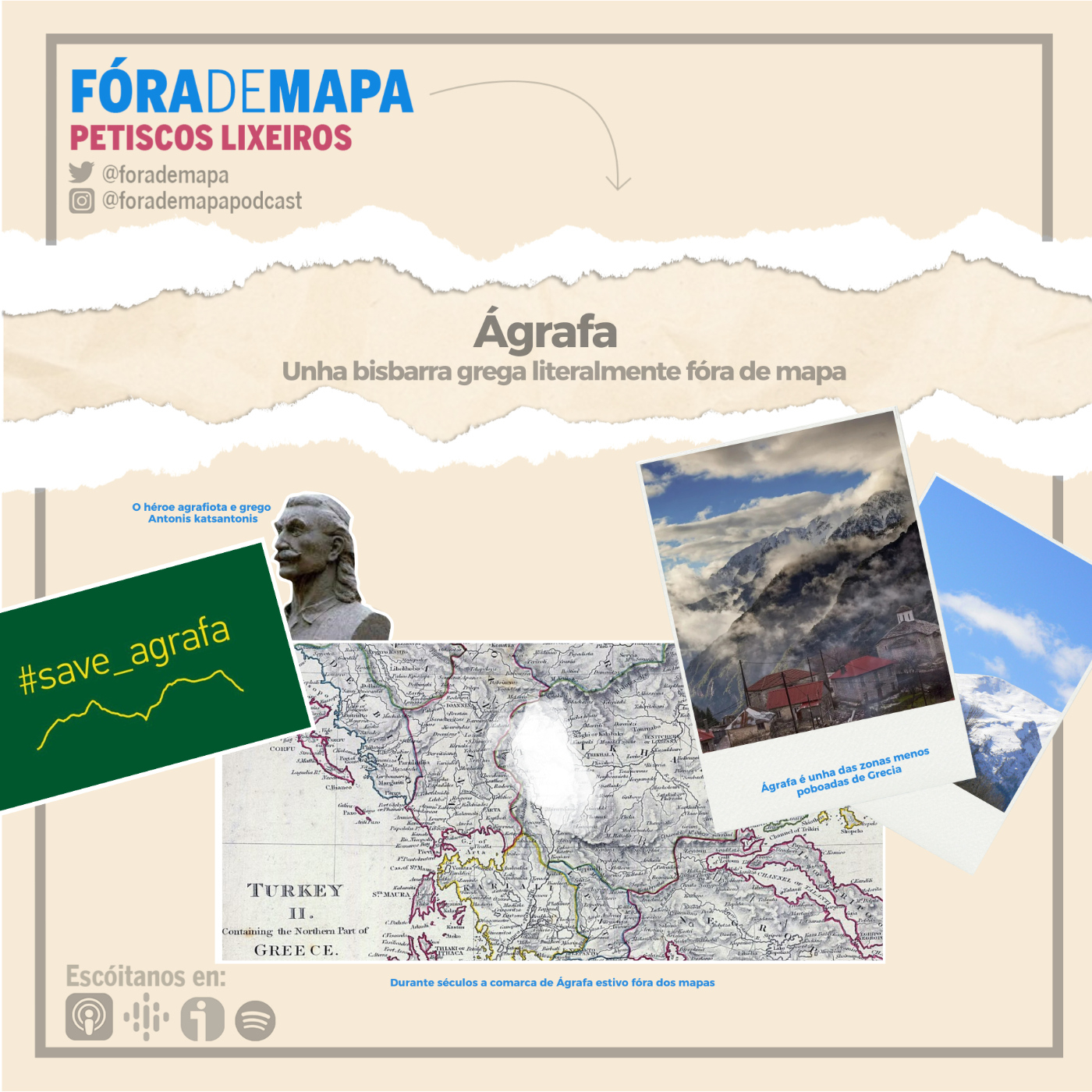 ForadeMapa's tweet card. Por todo o continente europeo hai moitas bisbarras recónditas, unha delas é tan remota que mesmo leva a súa condición no nome: Ágrafa, que en lingua grega significa sen rexistrar. Esta comarca tivo...