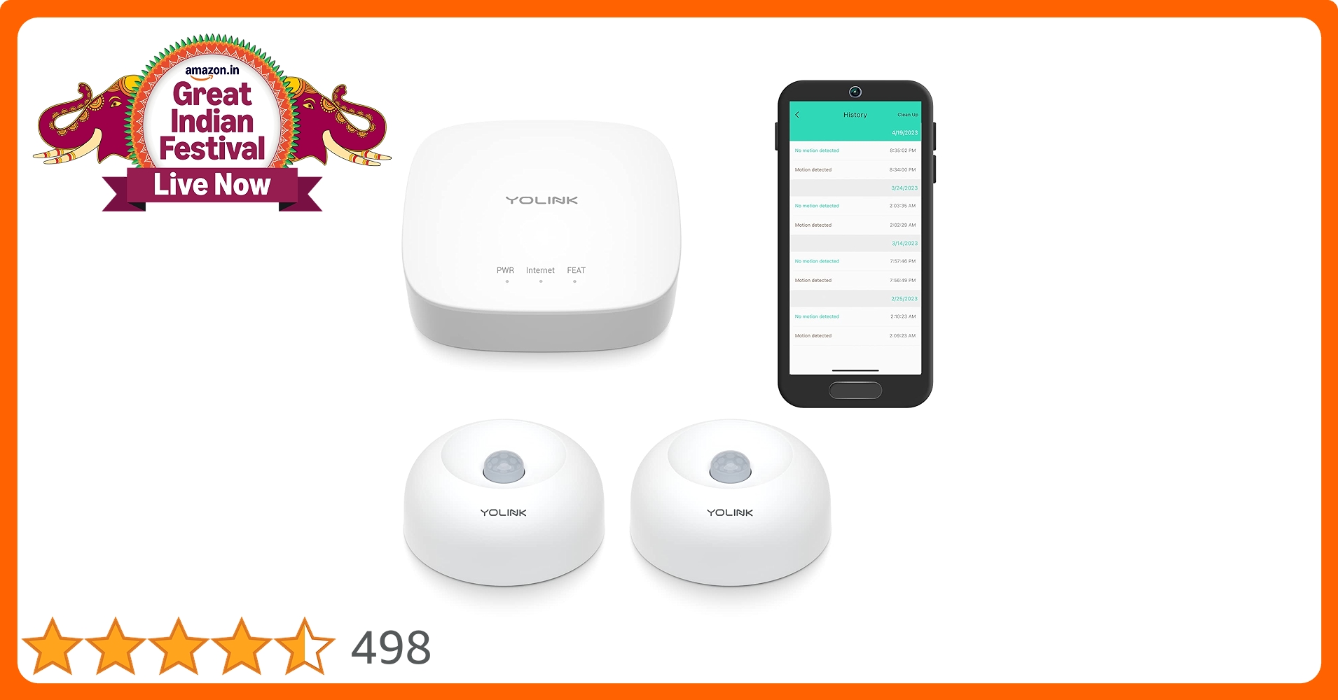 DealsinIND's tweet card. YoLink LoRa 1/4 Wireless Range Smart Motion Sensors, Indoor Motion Detector, Alexa, IFTTT, Movement Detector App Alerts Remote Monitor, 2 Pack, YoLink Hub Included