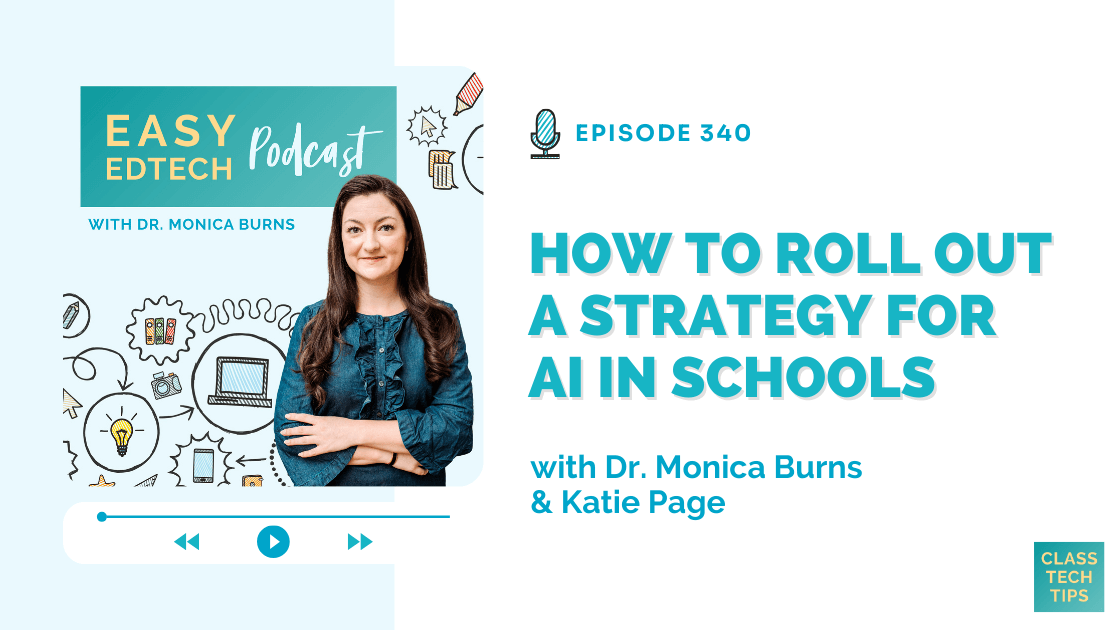 ClassTechTips's tweet card. Katie Page shares how to design a districtwide strategy for AI in schools with practical tips on trust, inclusion & classroom impact.