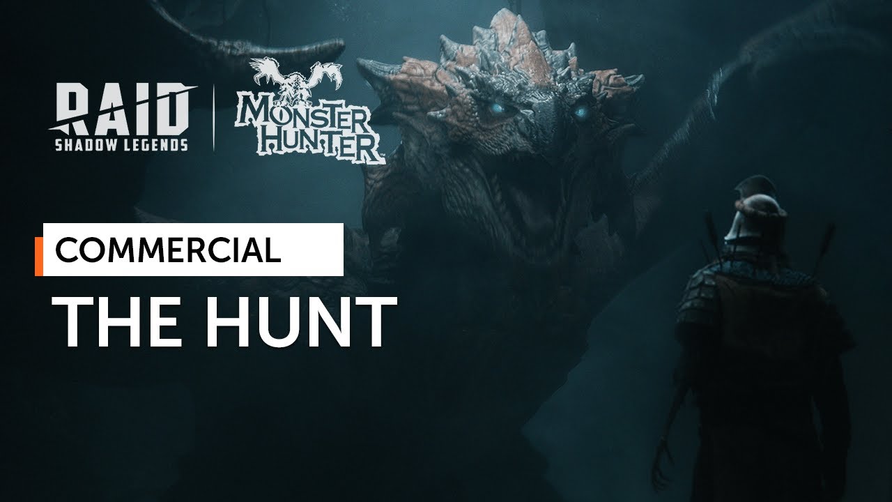 plarium's tweet card. RAID: Shadow Legends x Monster Hunter | The Hunt (Official Commercial)