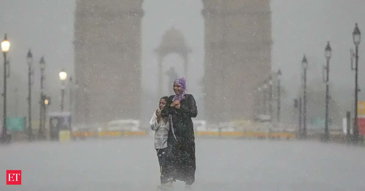 EconomicTimes's tweet card. Delhi's first artificial rain trial is postponed. The aircraft is ready in Meerut. The trial will happen when weather conditions improve. Environment Minister Manjinder Singh Sirsa confirmed the...