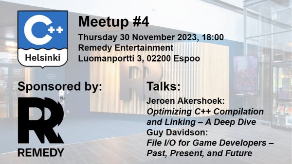 CppHelsinki's tweet card. Please join us for our fourth official C++ Helsinki Meetup! Once again we meet for a series of talks and discussion about the C++ programming language. This time we are be