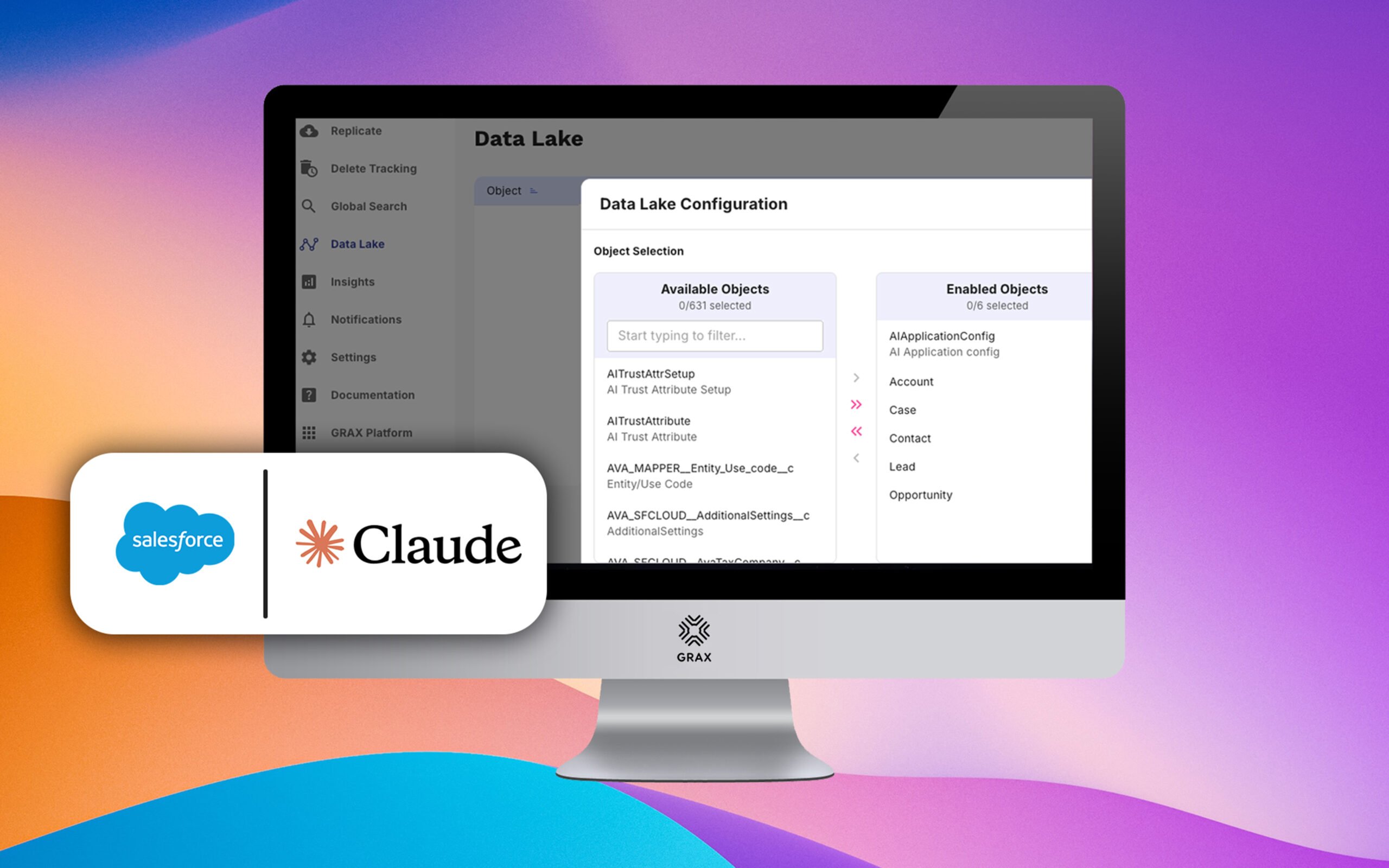 GRAXdv's tweet card. Replicate Salesforce data into your cloud with GRAX. No-code solution that streams CRM history into GCP, AWS, Azure — ready for Claude AI
