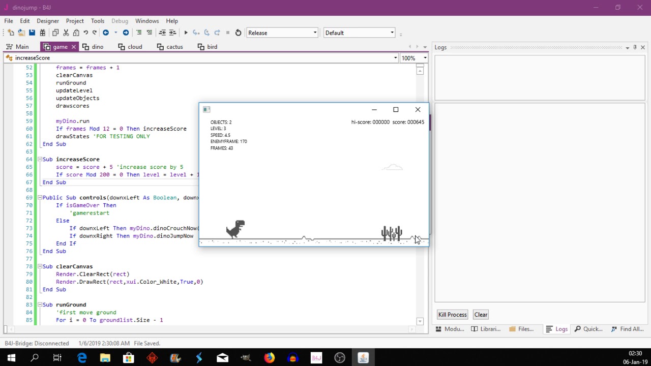 wwwSAGITALnet's tweet card. Dino Jump - B4X (No Internet)